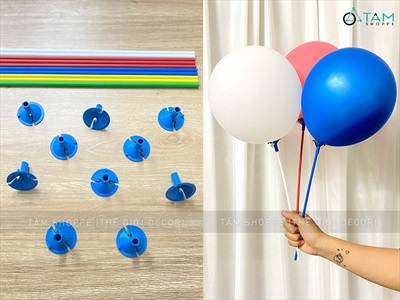 Set 10 que nhựa gắn bóng cầm tay có mắc cài PKBB-QUE-01