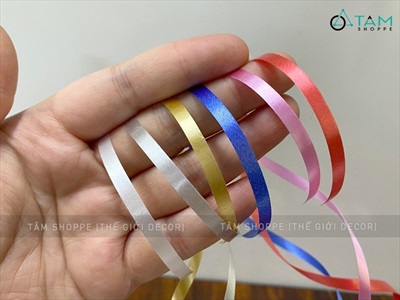 Ruy băng nhựa bản nhỏ 5mm cột bong bóng cuộn 10m RUYBANG-12