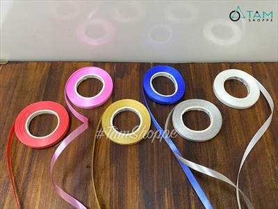 Ruy băng nhựa bản nhỏ 5mm cột bong bóng cuộn 10m RUYBANG-12