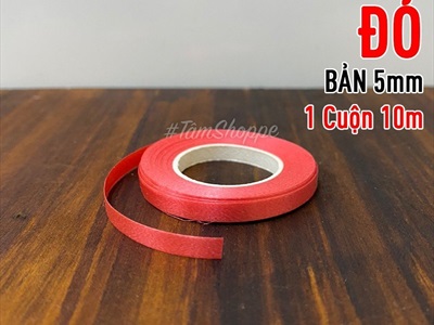 Ruy băng nhựa bản nhỏ 5mm cột bong bóng cuộn 10m RUYBANG-12