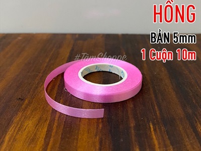 Ruy băng nhựa bản nhỏ 5mm cột bong bóng cuộn 10m RUYBANG-12