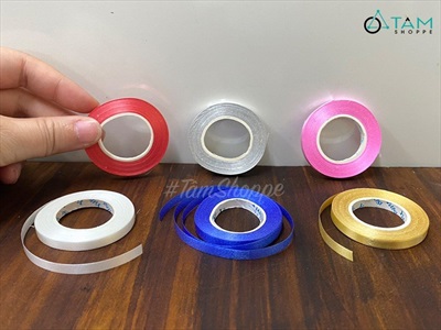 Ruy băng nhựa bản nhỏ 5mm cột bong bóng cuộn 10m RUYBANG-12