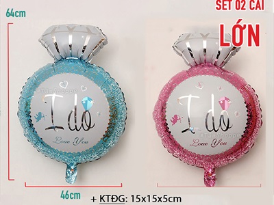 Set 02 bong bóng kiếng nhẫn cưới kim cương I DO BBK-NHAN-01