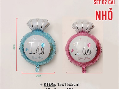 Set 02 bong bóng kiếng nhẫn cưới kim cương I DO BBK-NHAN-01