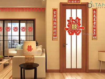 Set 02 chữ song Hỷ dán tường đám cưới ĐK60cm CHU-GIAY-01