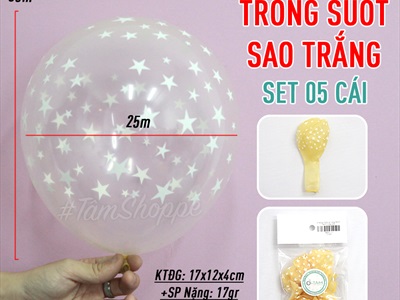 Set 05 bóng cao su in sao ĐK25cm BBCS-INSAO