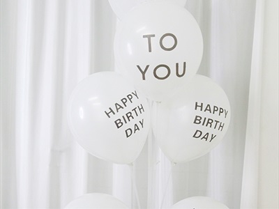 Set 05 bóng cao su trắng in chữ Happy birthday - to you đen ĐK25cm BBCS-HPBD-01