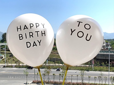 Set 05 bóng cao su trắng in chữ Happy birthday - to you đen ĐK25cm BBCS-HPBD-01