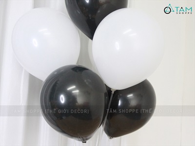Set 10 bong bóng cao su màu Trắng - Đen ĐK25cm BBCS-TR.Đ