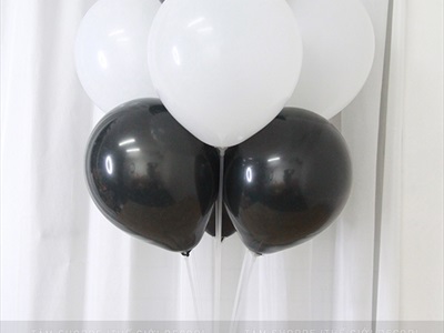 Set 10 bong bóng cao su màu Trắng - Đen ĐK25cm BBCS-TR.Đ