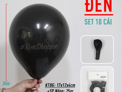 Set 10 bong bóng cao su màu Trắng - Đen ĐK25cm BBCS-TR.Đ