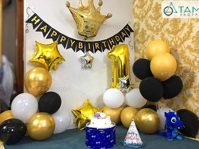 Set 10 bong bóng cao su màu Trắng - Đen ĐK25cm BBCS-TR.Đ