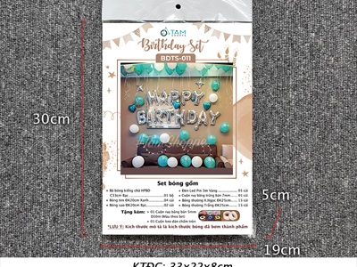 Set bóng sinh nhật HPBD tông Xanh ngọc - Trắng SSN-BDTS-011