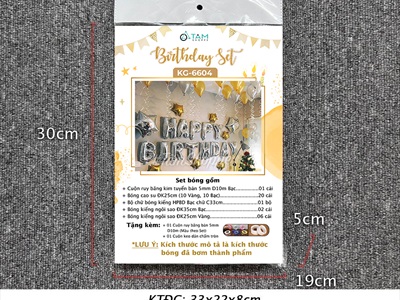 Set bóng sinh nhật HPBD ngôi sao vàng bạc SSN-KG-6604