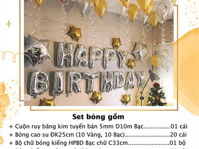 Set bóng sinh nhật HPBD ngôi sao vàng bạc SSN-KG-6604