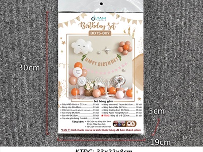 Set bóng sinh nhật đám mây dây sao tông Cam (Số theo tuổi) SSN-BDTS-007