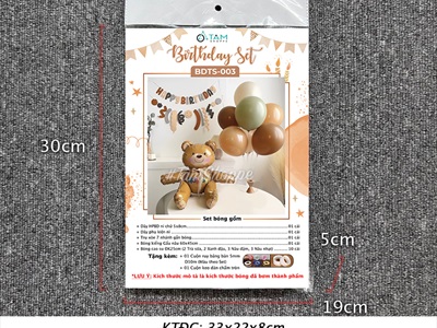 Set bóng sinh nhật gấu nâu to trụ xoè SSN-BDTS-003
