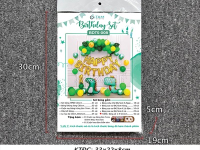 Set bóng sinh nhật khủng long tông Xanh lá - Vàng (Số theo tuổi) SSN-BDTS-008