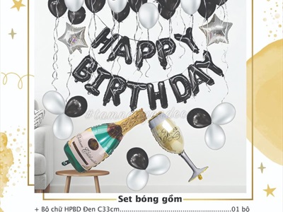 Set bóng sinh nhật rượu vang HPBD 2 sao SSN-BDTS-014