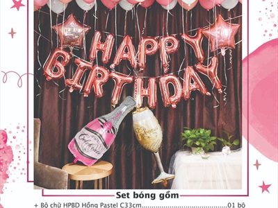 Set bóng sinh nhật rượu vang HPBD 2 sao SSN-BDTS-014