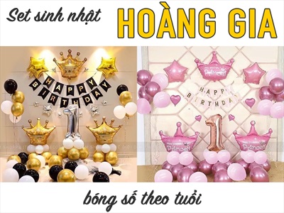Set bóng sinh nhật vương miệng Hoàng gia (Số theo tuổi) SSN-BDTS-004-5