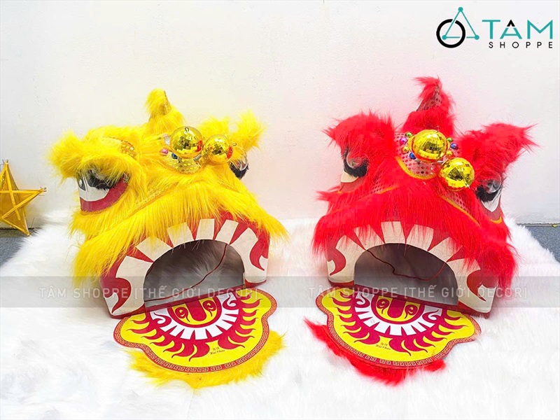 Đầu lân cỡ trung có đèn Led cho bé [Kèm pin - Đuôi/ Trống lẻ] DAULAN-03