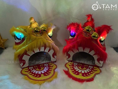 Đầu lân cỡ trung có đèn Led cho bé [Kèm pin - Đuôi/ Trống lẻ] DAULAN-03