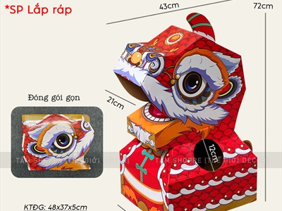 Đầu lân giấy carton đồ chơi cho bé [DIY Tự lắp ráp - Dày dặn] DAULAN-02