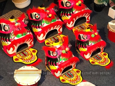 Đầu lân trang trí cỡ nhỏ & trung ĐK 20-25cm DAULAN-01