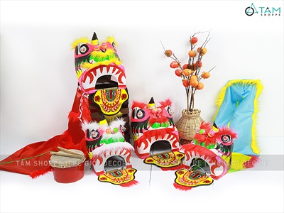 Đầu lân trang trí cỡ nhỏ & trung ĐK 20-25cm DAULAN-01