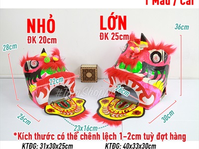 Đầu lân trang trí cỡ nhỏ & trung ĐK 20-25cm DAULAN-01