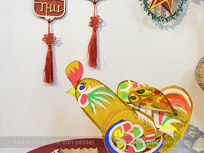 Dây treo Trung thu - Tết đoàn viên gỗ vuông cát tường PKT-TET-02