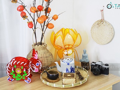 Lồng đèn hoa sen giấy kiếng 5 màu 2 cỡ LDEN-KIENG-02