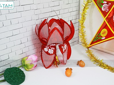 Lồng đèn hoa sen giấy kiếng 5 màu 2 cỡ LDEN-KIENG-02
