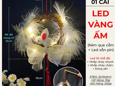 Lồng đèn thỏ lông vũ vòng dây rừng handmade [Sẵn đèn - Xinh yêu] LDEN-HM-01