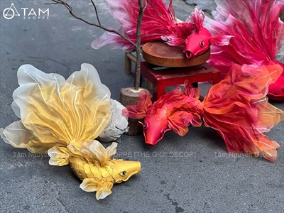 Mô hình cá chép decor đuôi lá thân xốp [Form đẹp - Nhiều cỡ/ màu] TCV-CA-04