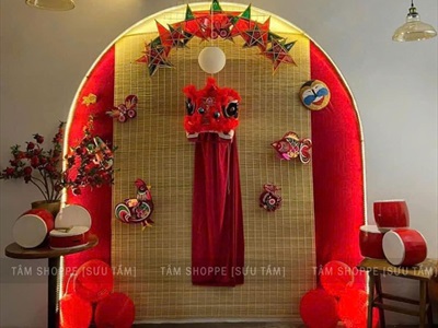 Trống đỏ decor nhiều kiểu nhiều cỡ [Trống con - Trống ban - Trống Ngũ lôi] TRONG-04
