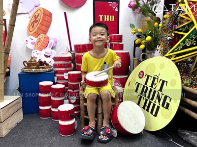 Trống đỏ decor nhiều kiểu nhiều cỡ [Trống con - Trống ban - Trống Ngũ lôi] TRONG-04