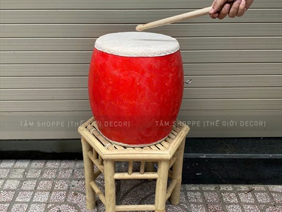 Trống đỏ decor nhiều kiểu nhiều cỡ [Trống con - Trống ban - Trống Ngũ lôi] TRONG-04