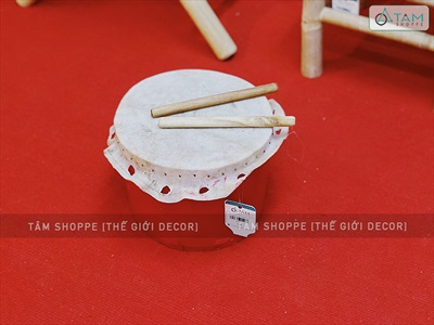 Trống múa lân cỡ nhỏ gỗ đỏ da thật (tiếng hay) ĐK17-20cm TRONG_01