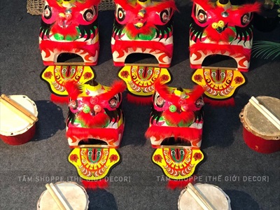 Trống múa lân cỡ nhỏ gỗ đỏ da thật (tiếng hay) ĐK17-20cm TRONG_01