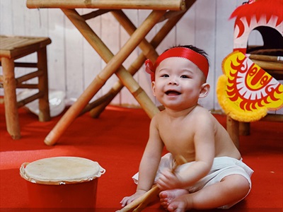 Trống múa lân cỡ nhỏ gỗ đỏ da thật (tiếng hay) ĐK17-20cm TRONG_01