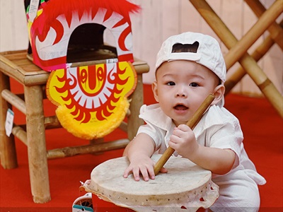 Trống múa lân cỡ nhỏ gỗ đỏ da thật (tiếng hay) ĐK17-20cm TRONG_01
