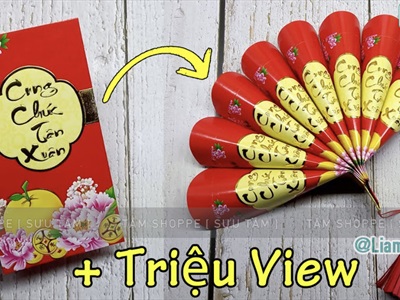 Xấp 06 bao lì xì Tết vàng đỏ ép kim mã YT2105 [Nguyên tờ tiền - Được chọn kiểu] BAOLIXI-01
