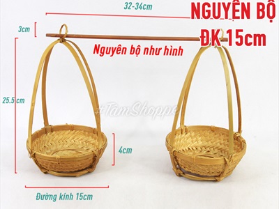 Bộ quang gánh tre nhỏ để bàn trang trí QUANGGANH-01