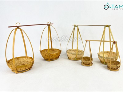 Bộ quang gánh tre nhỏ để bàn trang trí QUANGGANH-01