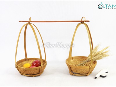 Bộ quang gánh tre nhỏ để bàn trang trí QUANGGANH-01