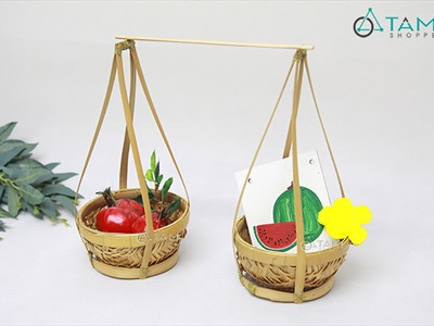 Bộ quang gánh tre nhỏ để bàn trang trí QUANGGANH-01