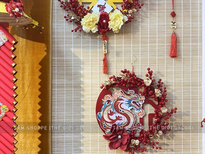 Cành đào đông đỏ 12 nhánh hàng xịn [Trái to - căng đẹp] CANHTRAI-04