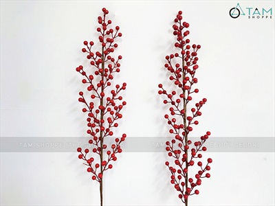 Cành đào đông đỏ 12 nhánh hàng xịn [Trái to - căng đẹp] CANHTRAI-04
